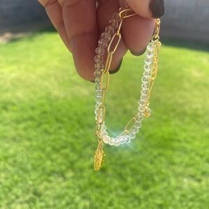 Alex and Ani Gold and Crystal Feather Bracelet